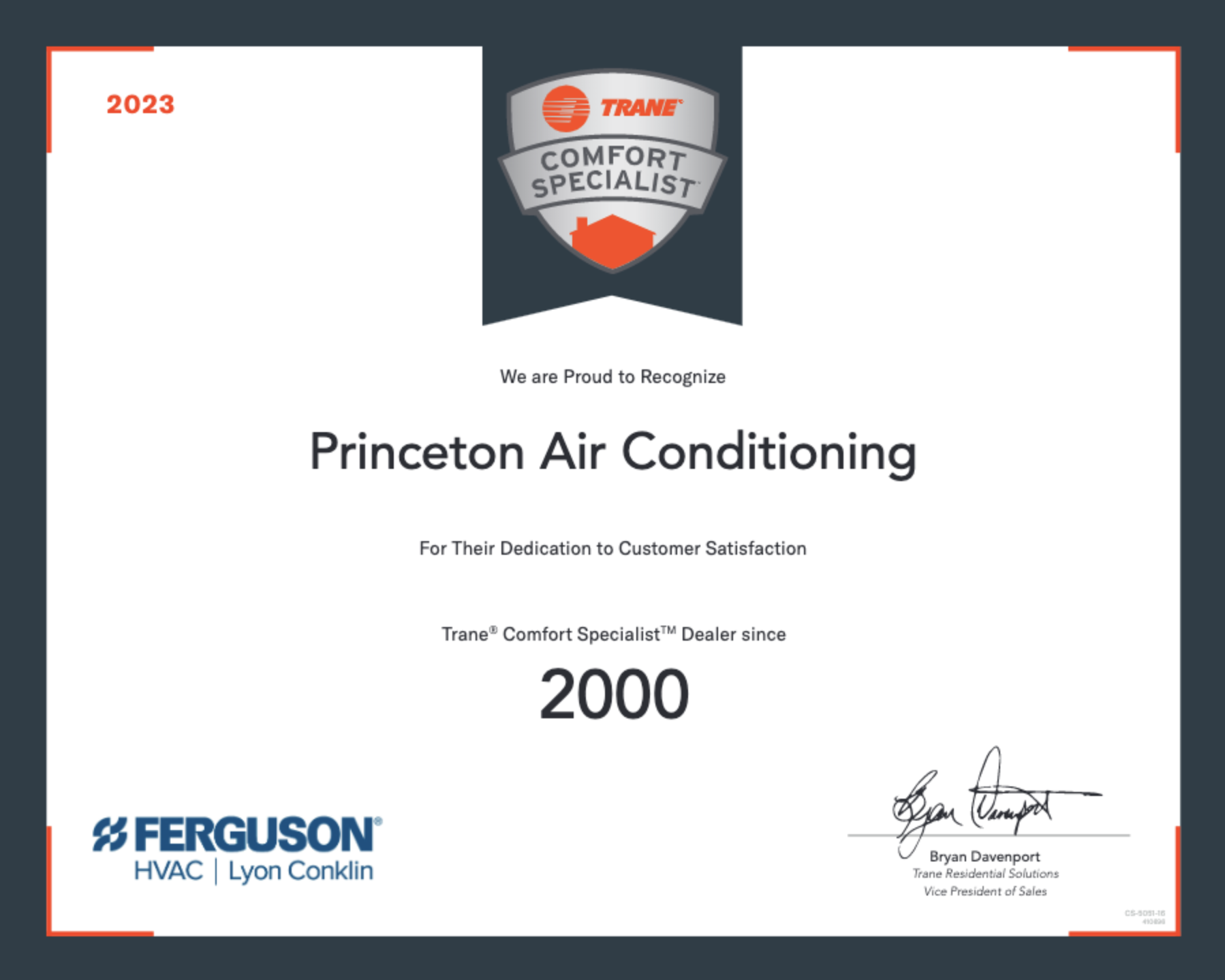Princeton Trane Certificate