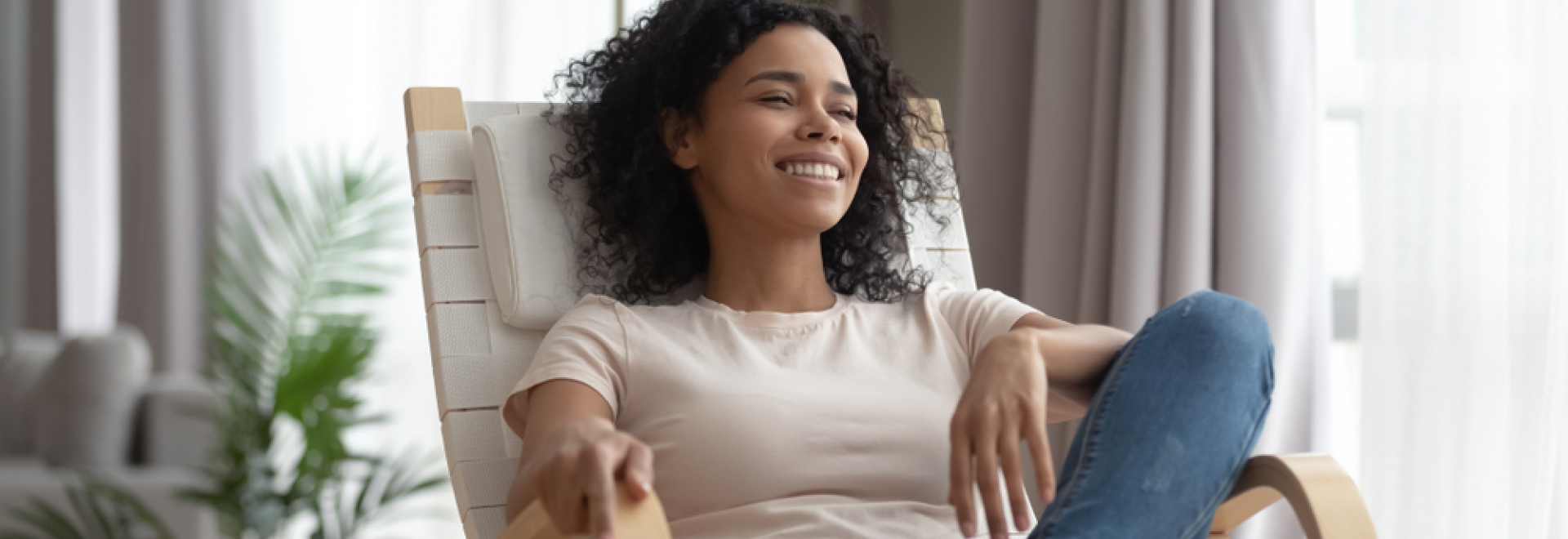 woman at home relaxed in a chair