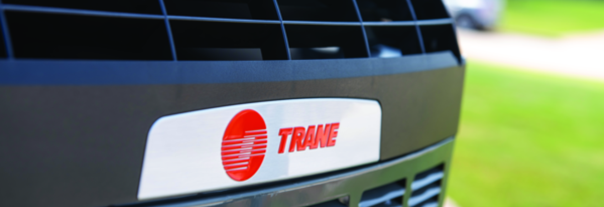 close up of trane outdoor ac unit