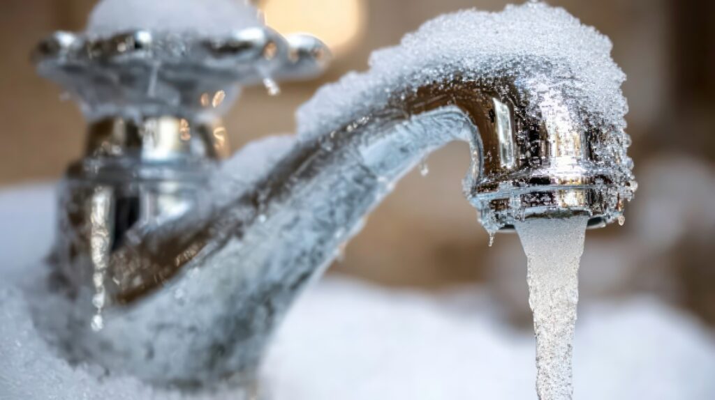 Princeton Air's winter HVAC maintenance tips can help you avoid a frozen faucet like this one